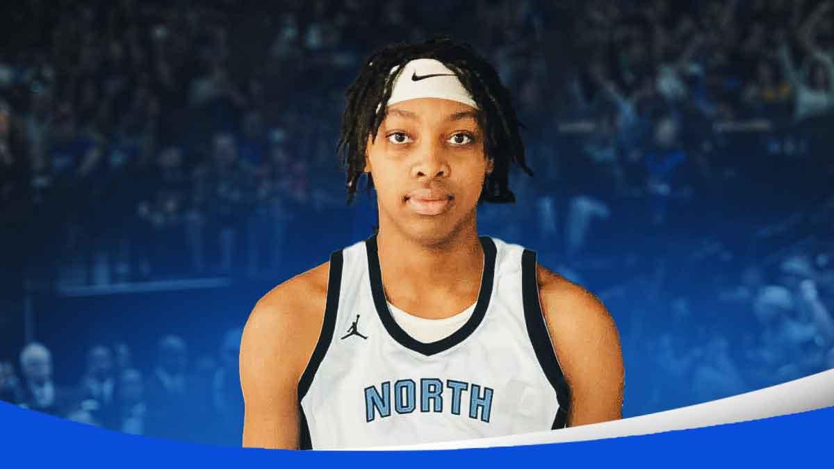 High school basketball player Nyla Brooks, in a University of North Carolina basketball jersey