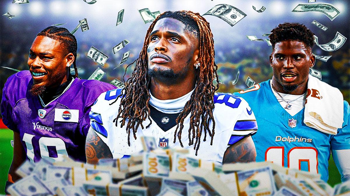 CeeDee Lamb, Tyreek Hill, Justin Jefferson, money all around the graphic.