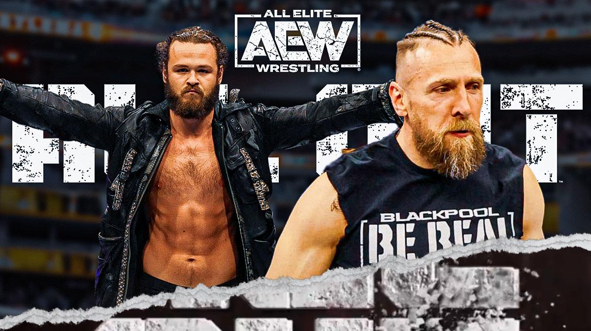 Bryan Danielson and Jack Perry (2024) in front of the AEW All Out logo.