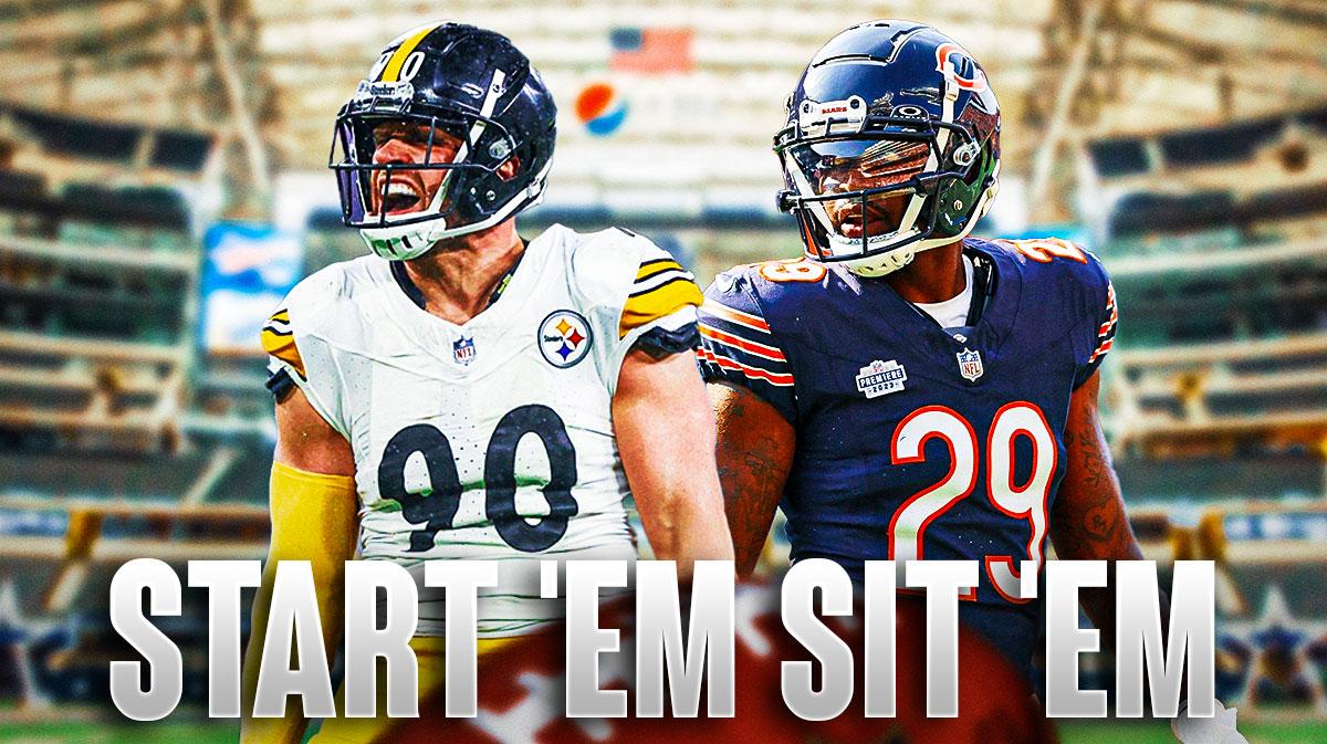 Tyrique Stevenson (Bears) and T.J. Watt with "Start 'Em Sit 'Em" written underneath