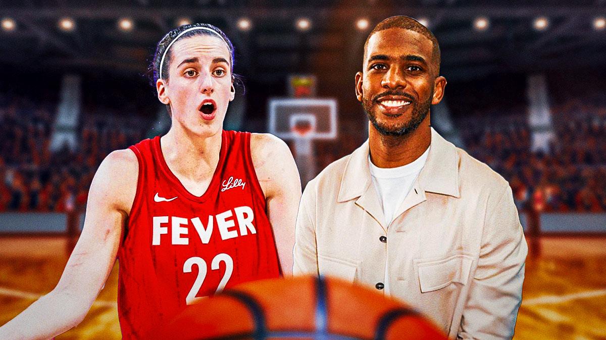 Fever's Caitlin Clark stands next to Spurs' Chris Paul after WNBA record break