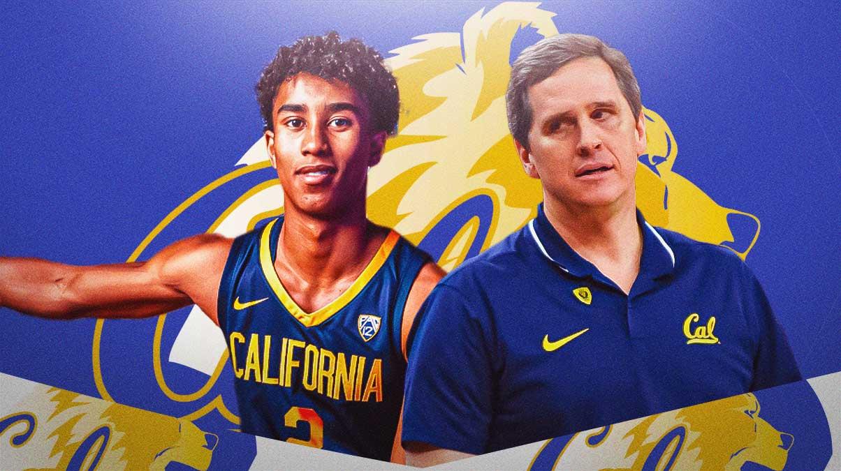 High school basketball player Semetri Carr in a Cal basketball jersey, algonside a recent/current image of Cal basketball head coach Mark Madsen. Have the Cal Golden Bears logo in the background, commitment