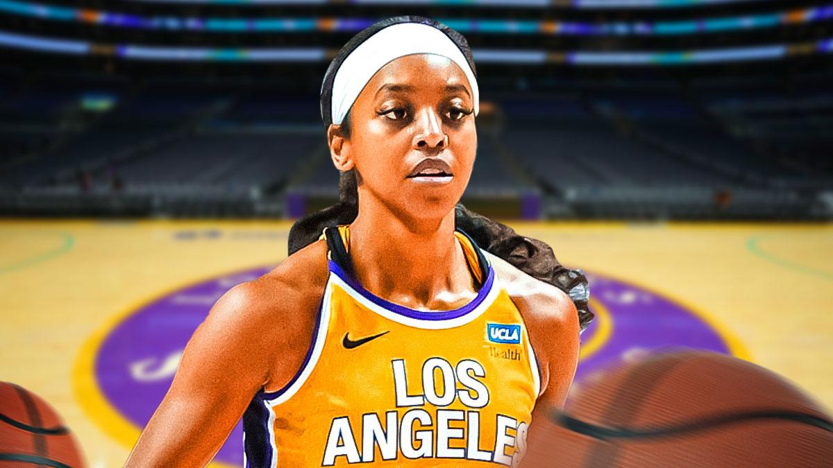 LA Sparks player Lexie Brown with the LA Sparks arena in the background, WNBA Draft pick