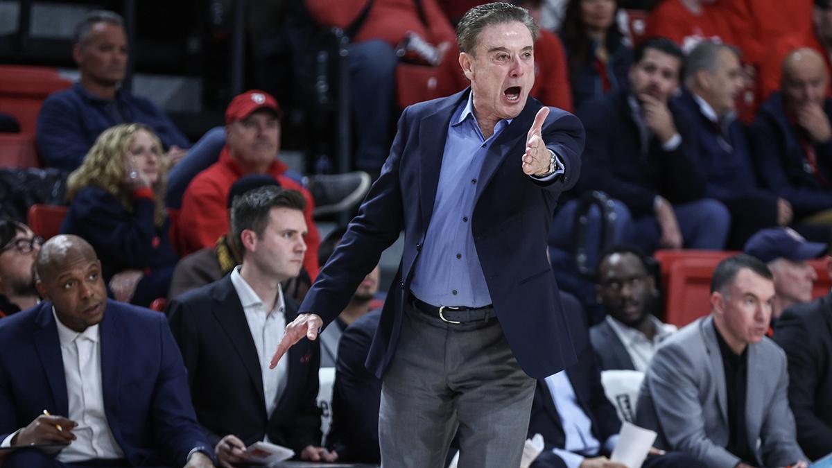 St. John's Red Storm head coach Rick Pitino yells instructions in the second half against the Wagner Seahawks at Carnesecca Arena.