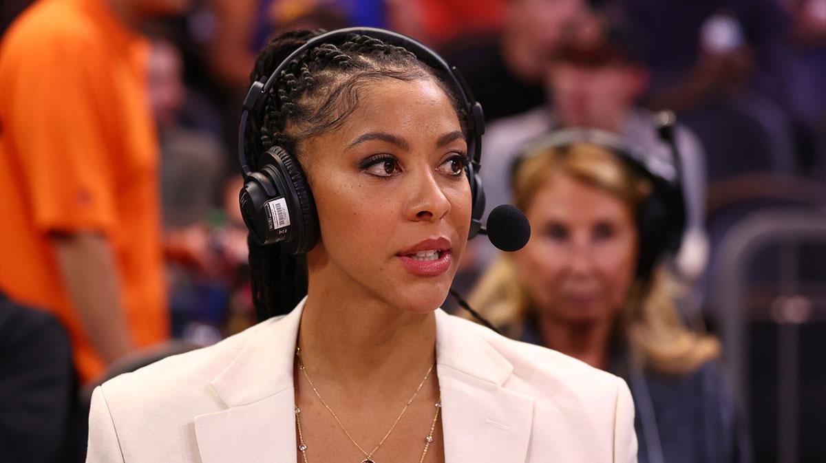 TNT broadcaster and WNBA legend Candace Parker during the Golden State Warriors game against the Phoenix Suns at Footprint Center.