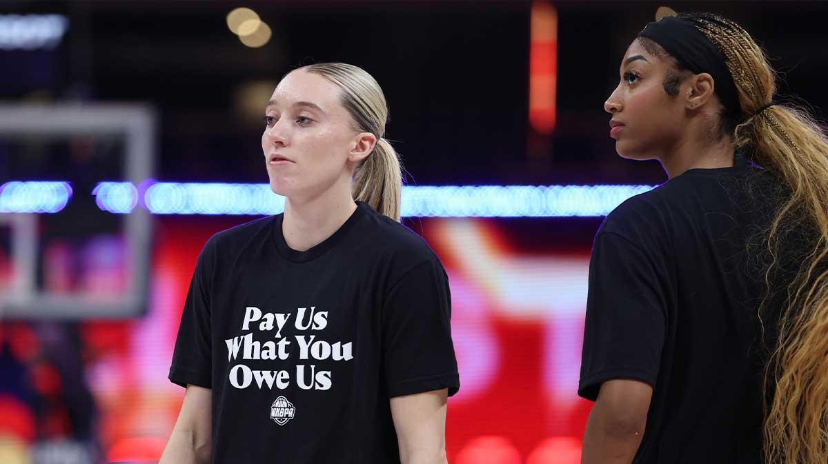 Team Collier guard Paige Bueckers (5) looks on before the 2025 WNBA All Star Game at Gainbridge Fieldhouse.