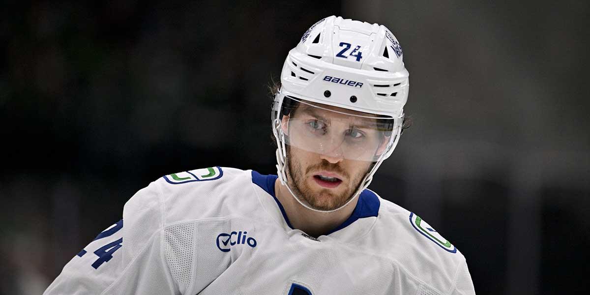 Vancouver Canucks center Pius Suter (24) looks on during the third period against the Dallas Stars at the American Airlines Center.