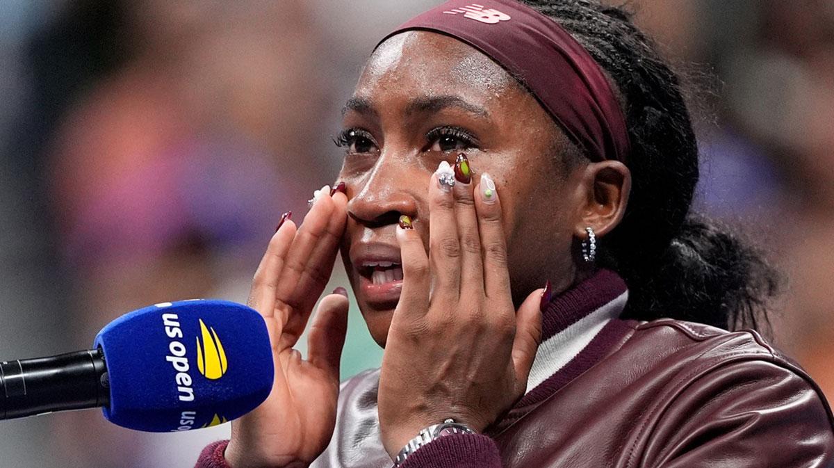 Coco Gauff (USA) after beating Donna Vekic (CRO) (not pictured) on day five of the 2025 U.S. Open tennis tournament at the USTA Billie Jean King National Tennis Center.