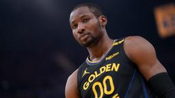 Golden State Warriors forward Jonathan Kuminga (00) stands on the court before a play against the Minnesota Timberwolves in the second quarter during game four of the second round for the 2025 NBA Playoffs at Chase Center.