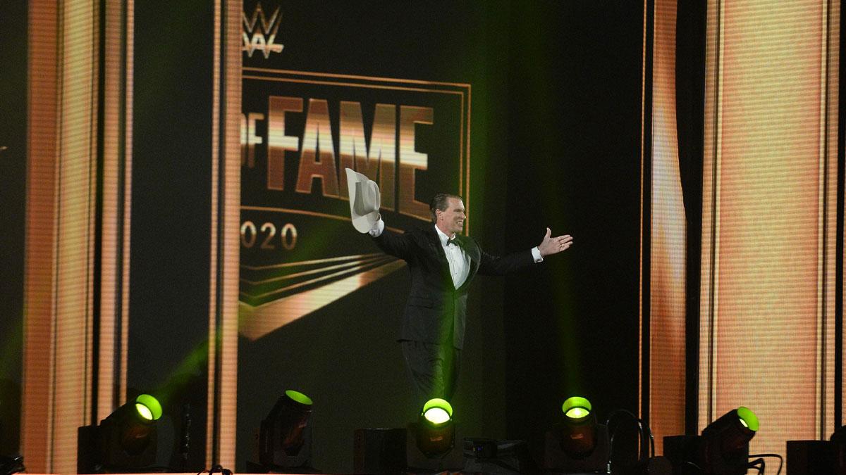 2020 WWE Hall of Fame inductee JBL greets fans during WrestleMania 37 at Raymond James Stadium.