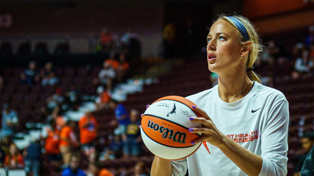 Indiana Fever star Sophie Cunningham, who is in rehab for her torn MCL injury.