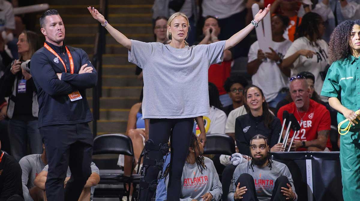 Indiana Fever star Sophie Cunningham, who is rehabbing her season-ending injury.