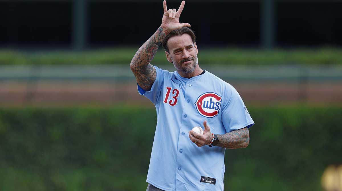 WWE star CM Punk at a Chicago Cubs game.