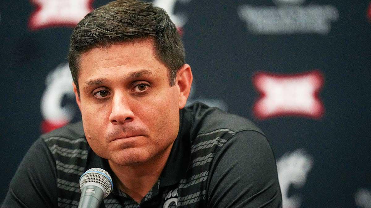 University of Cincinnati men’s basketball head coach Wes Miller speaks during a press conference at the University of Cincinnati on Tuesday, Sept. 16, 2025.
