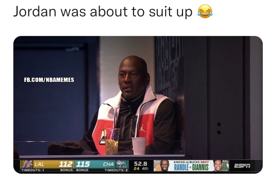 If the Hornets had choked, we woulda seen MJ next game
#MichaelJordan #MJ #CharlotteHornets #nbamemes