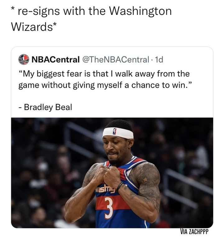 I can see this happening again 😂🤣
 #washingtonwizards #bradleybeal #nbamemes