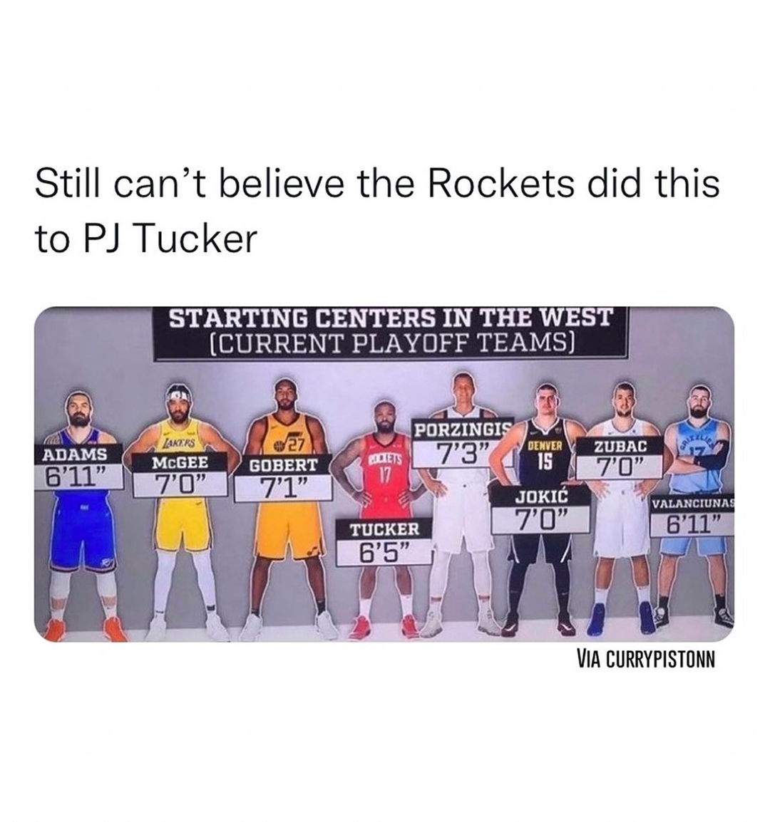 PJ Tucker was criminally undersized as a center. 
#rockets #houston #nba