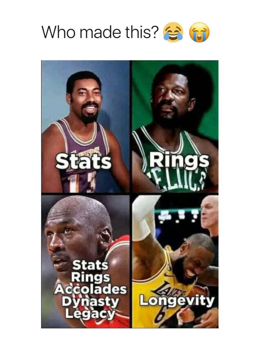 I see no lies here
 #michaeljordan #lebronjames #billrussell #wiltchamberlain #nbamemes