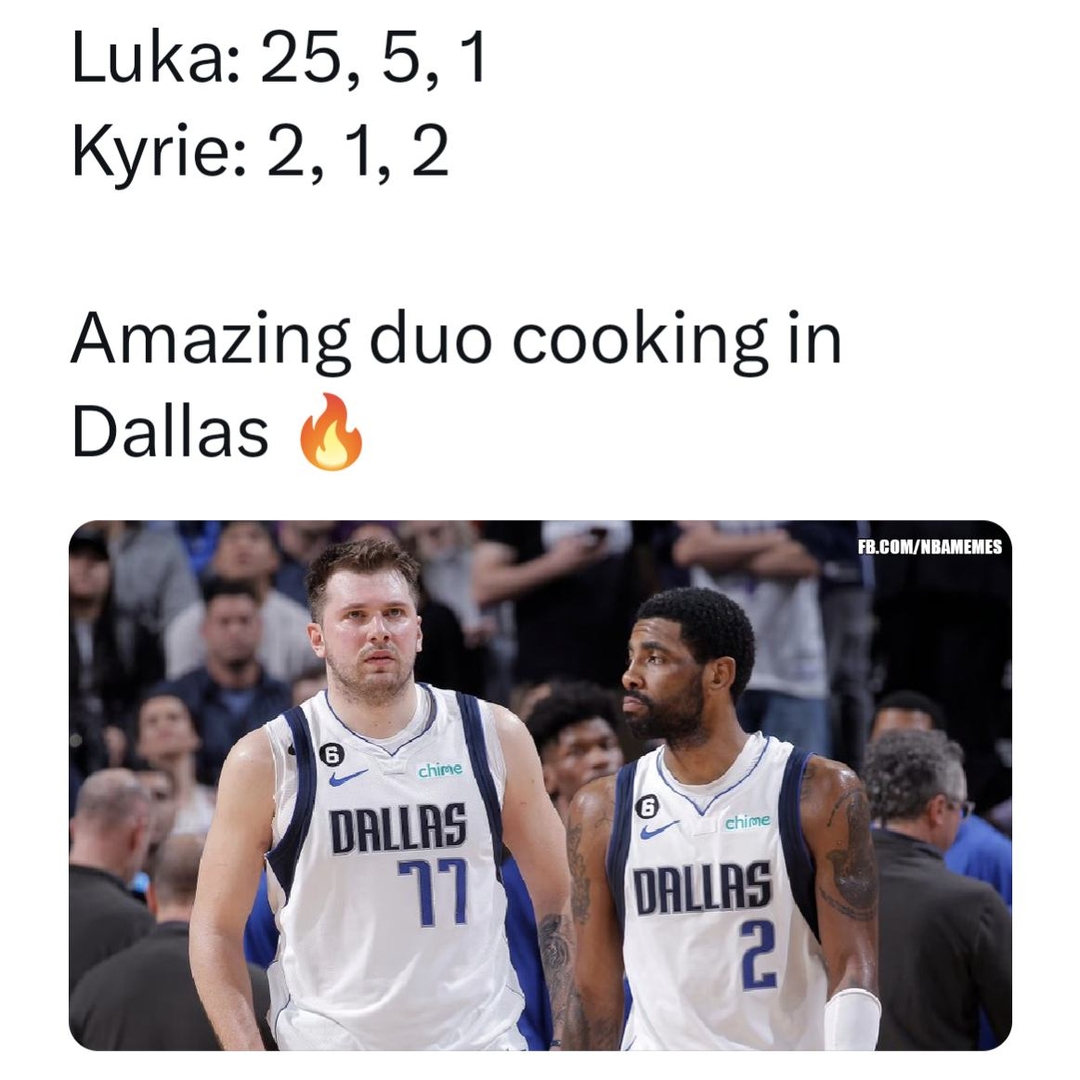 Let's hope this is just for the preseason π¬
#Mavs #DallasMavs #KyrieIrving #LukaDoncic #nbamemes