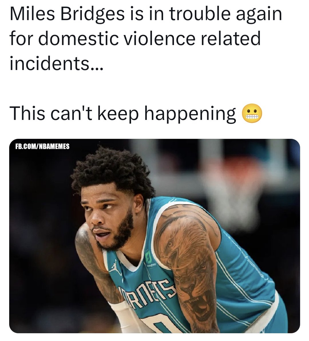 Details on Miles Bridges' latest arrest warrant: story in bio.
#Hornets #CharlotteHornets #NBA #MilesBridges #nbamemes