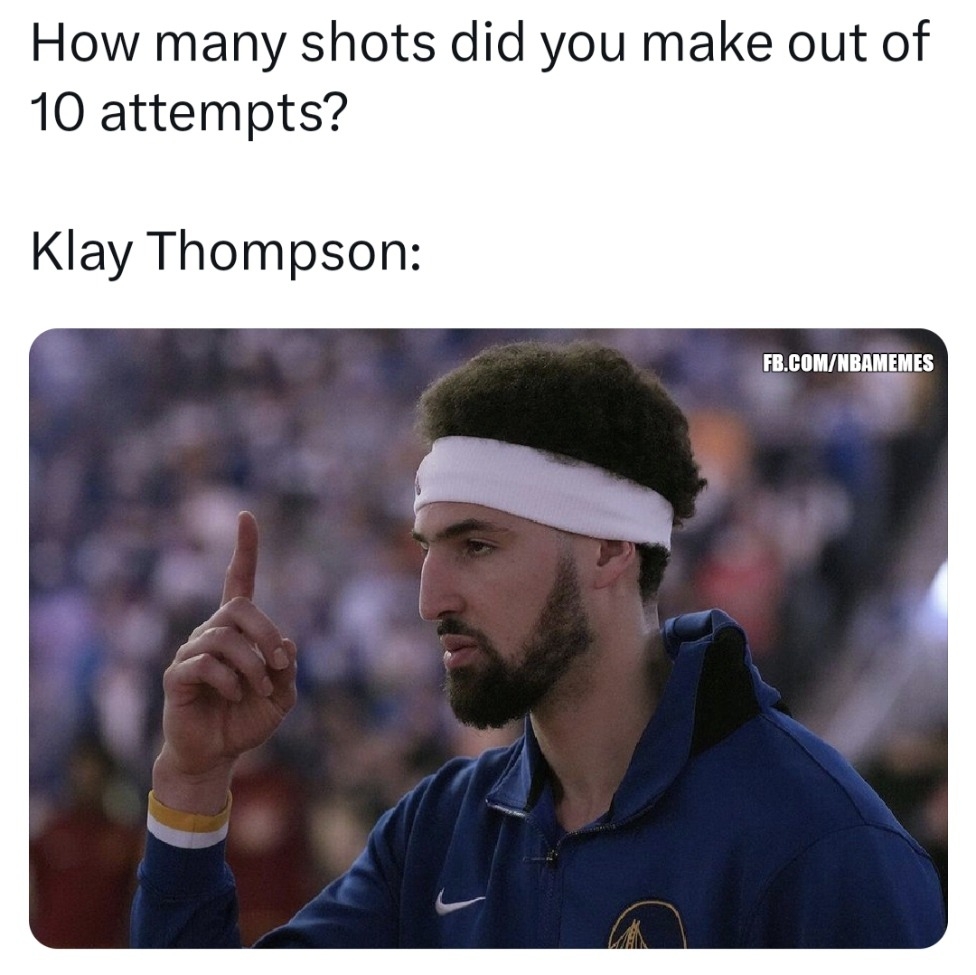 Klay in his last game:
5 points
1/10 FGM
1/6 3PM
#NBA #Warriors #GSW #KlayThompson #nbamemes