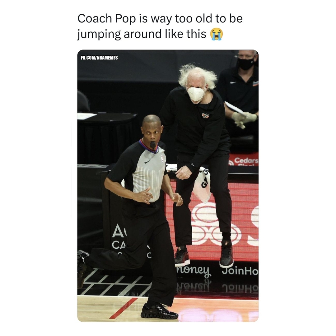 Coach Pop feels as young as ever π
#Spurs #GreggPop #GreggPopovich #nbamemes