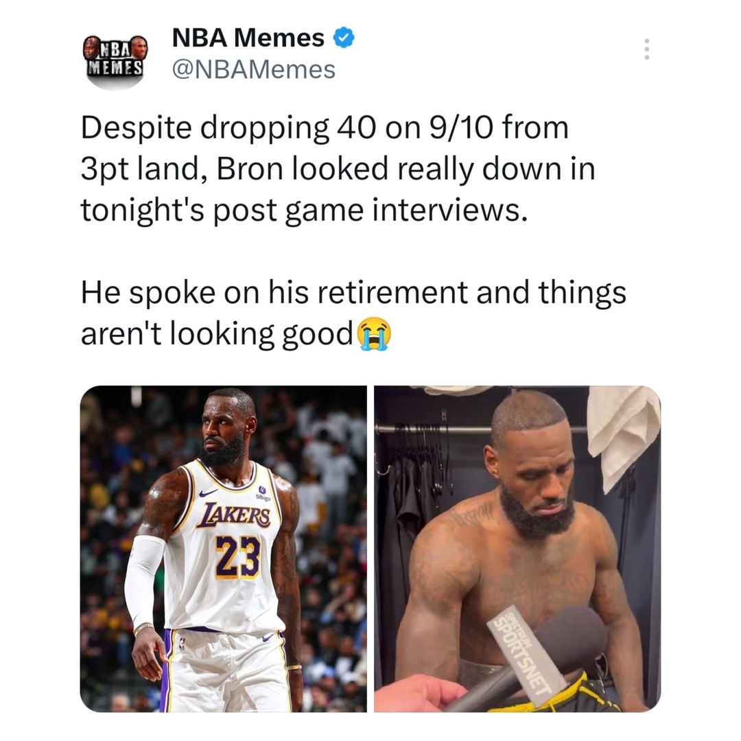 LeBron shares heartbreaking news on upcoming retirement😭: Story in bio
