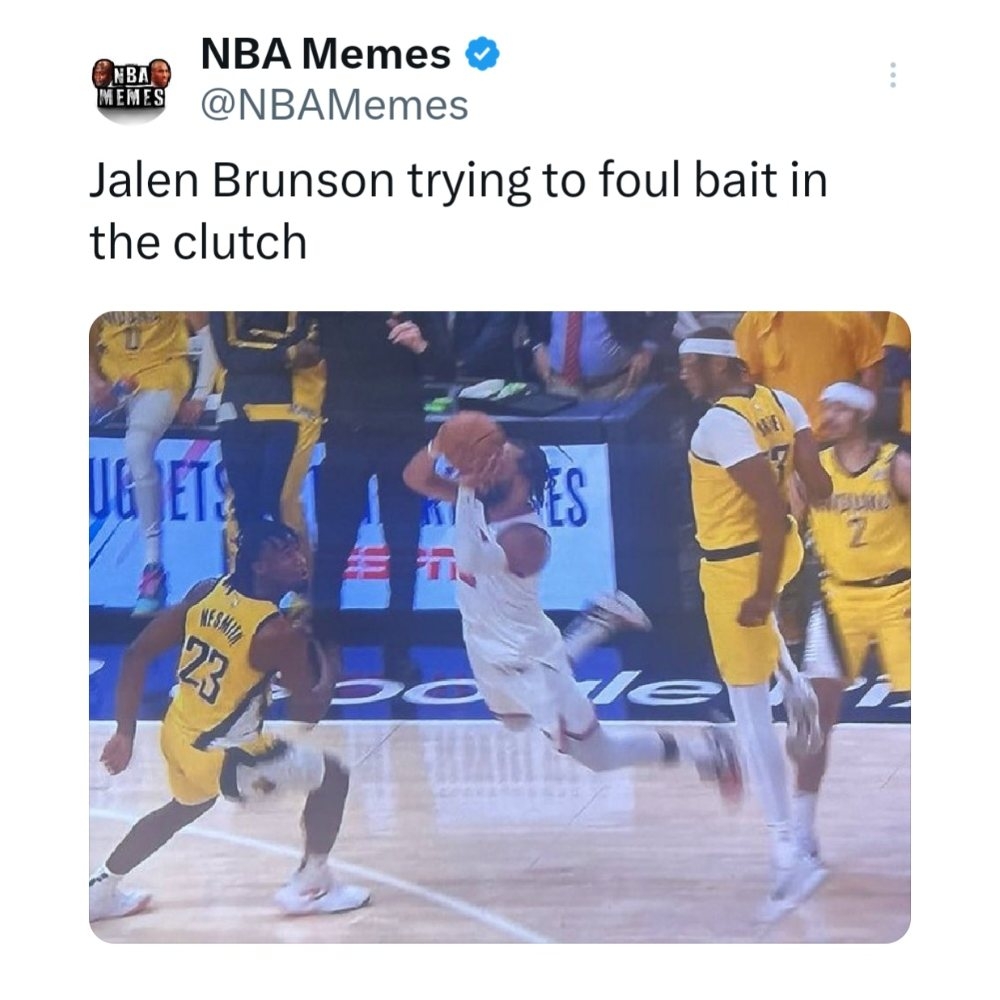 Brunson was really trying to get freethrows instead of making the shot 💀
#Knicks #NYKnicks #JalenBrunson #nbamemes