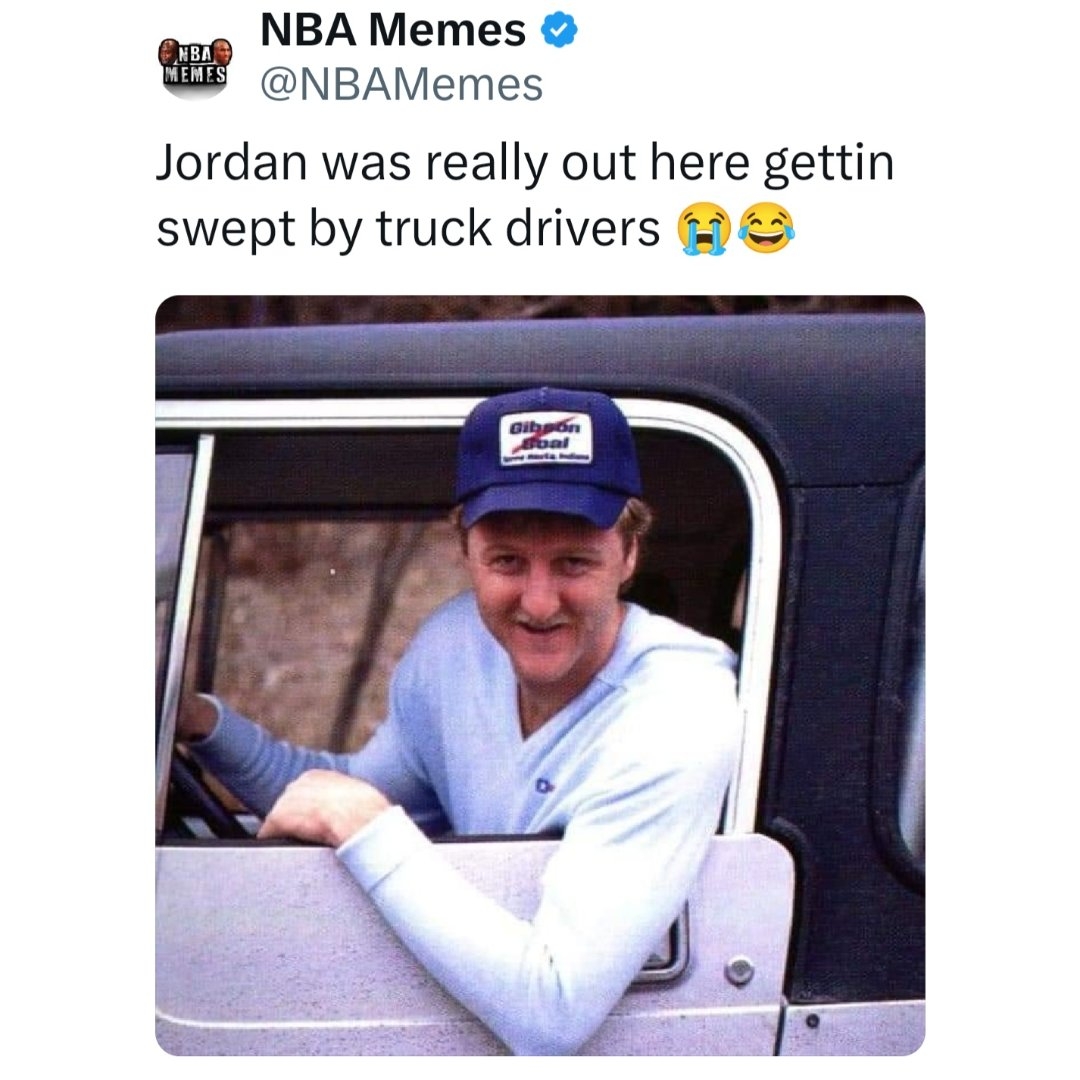 Can't believe Jordan would let that happen 😂
#MichaelJordan #LarryBird #Bulls #Celtics #nbamemes