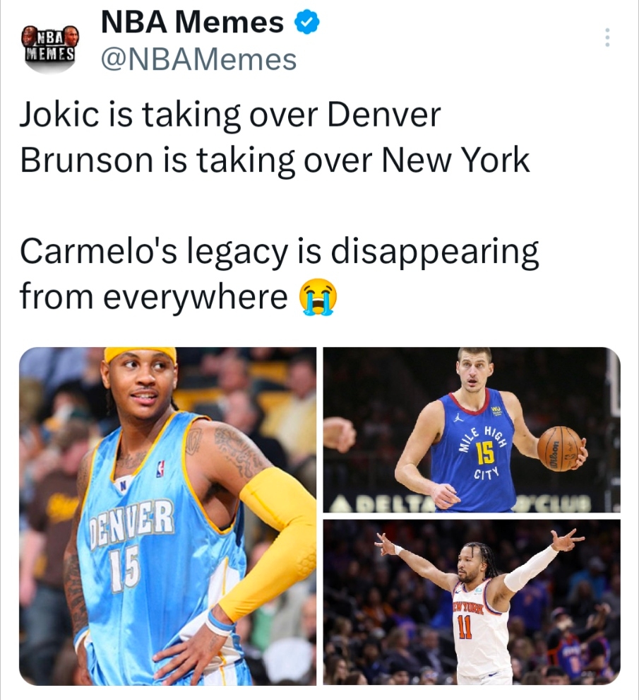 We really are in a new era 
#Jokic #Brunson #Carmelo #Melo #nbamemes