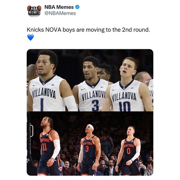 The Knicks really got the power of friendship on their side
#Knicks #Vollanova #Brunson #JoshHart #nbamemes