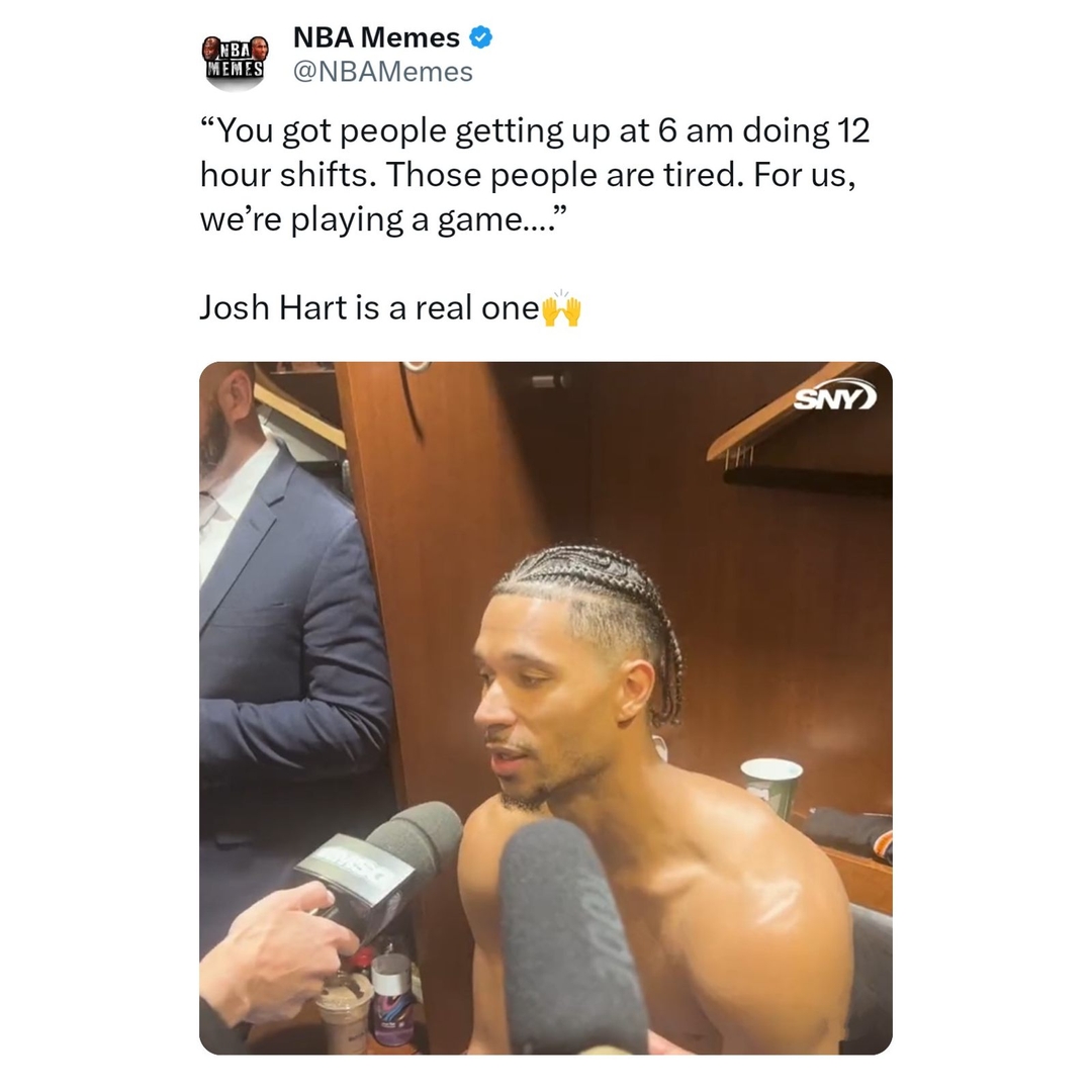 Josh Hart keeps it real 🙌
#JoshHart #Knicks #nbamemes