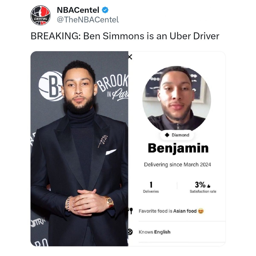 Believable since he literally doesn't step foot on the court anymore π
#BenSimmons #Simmons #Nets #nbamemes