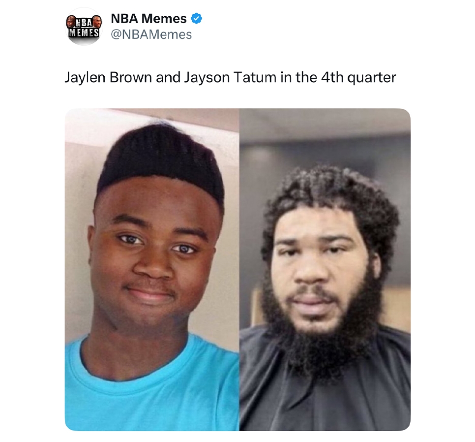 Jayson Tatum and Jaylen Brown combined for 13 points in the 4th & OT. 🥶
#celtics #nbamemes