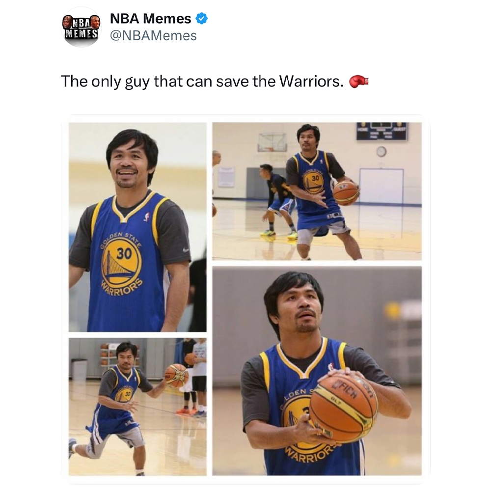Manny Pacquiao is available for Game 5. πͺπΎ
#warriors #nbamemes