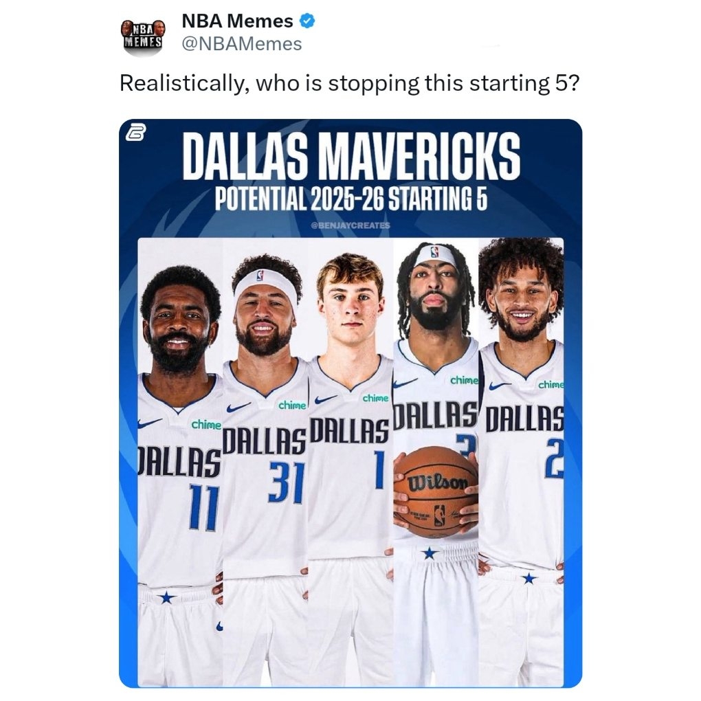 Kyrie, AD and Cooper Flagg is a dangerous big 3 
#CooperFlagg #Mavs #Kyrie #NBA #nbamemes