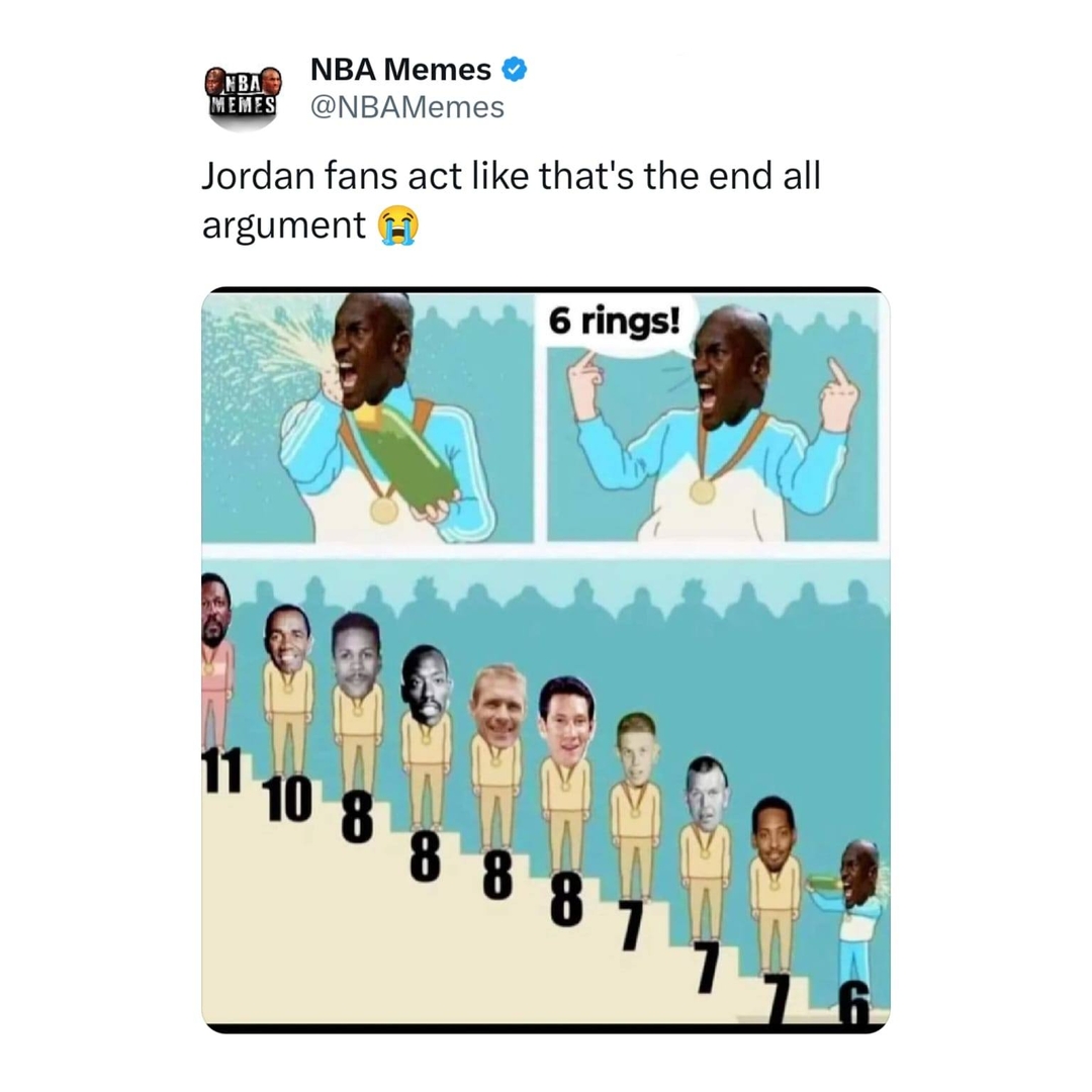 If GOAT status was just about rings, Bill Russell would be untouchable 💍
#billrussell #nbamemes