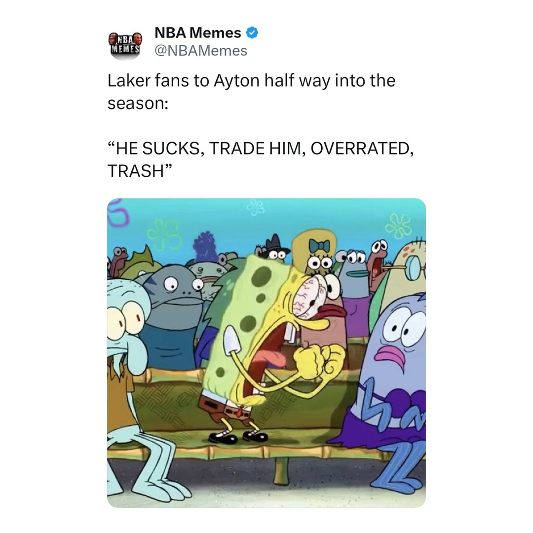 Lakers fans acting like they signed Shaq rn 💀
#DeandreAyton #Lakers #NBA #nbamemes