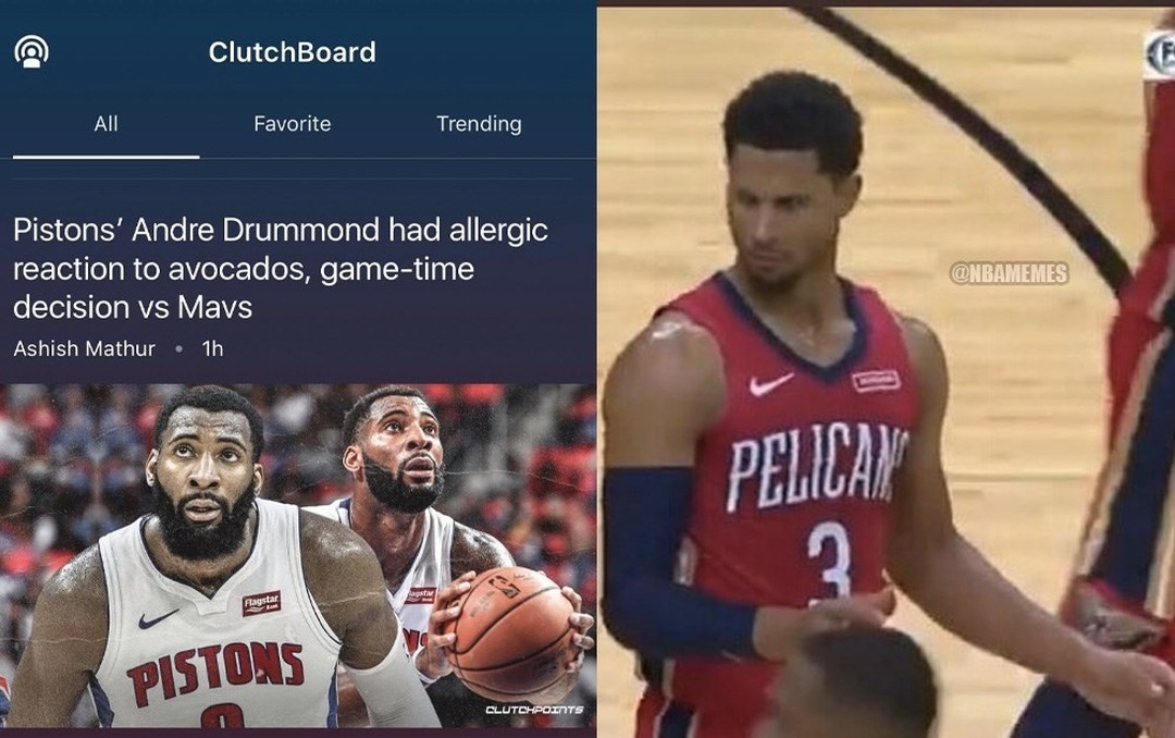 Andre Drummond is allergic to avocados. π³ (Full story in link in bio) 
#nba #nbamemes #memes #andredrummond #clutchpoints #basketball #pistonsnation #detroitpistons #pistons