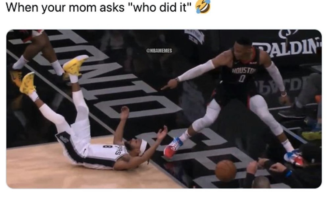 THAT MOMENT. 
#NBA #NBAMemes #Memes #RussellWestbrook #RocketsNation #SpursNation #PattyMills #Basketball