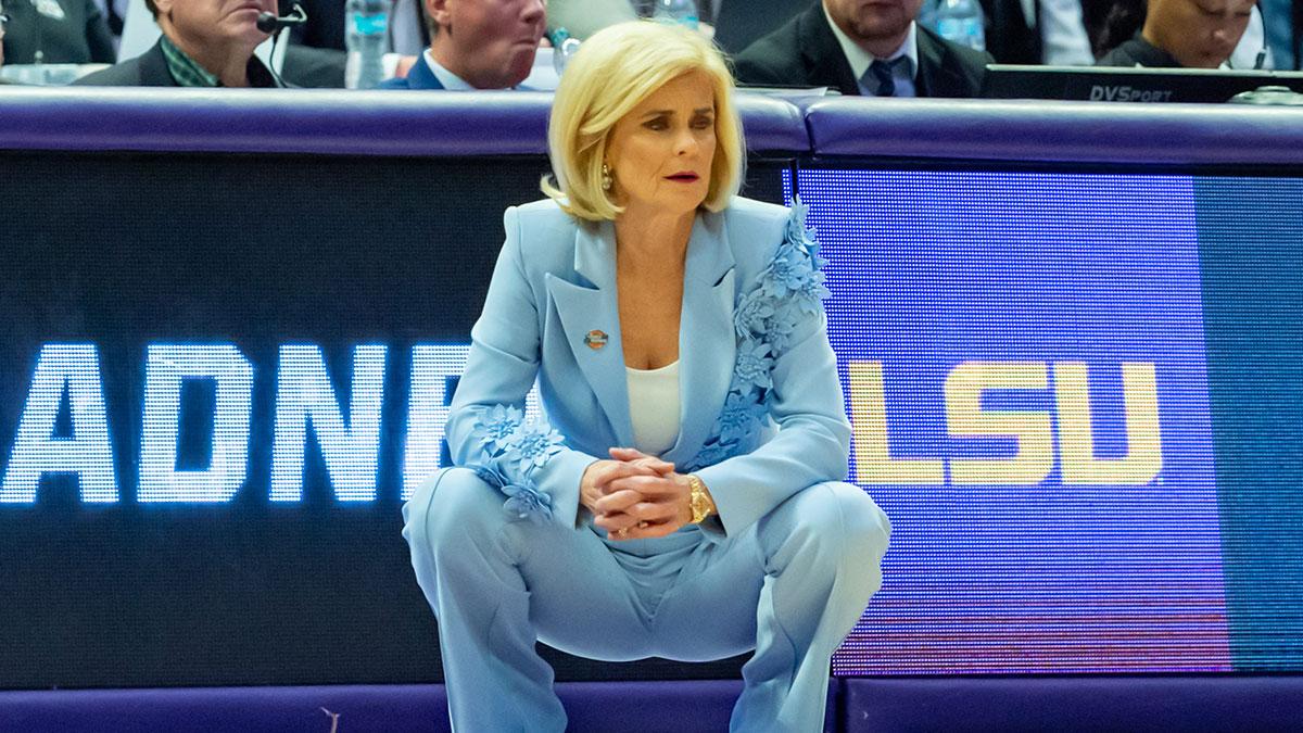 March 22, 2025 - Tigers Head Coach Kim Mulkey as LSU women's basketball takes on San Diego State in the first round of the NCAA Womens Basketball Tournament in Baton Rouge, LA.