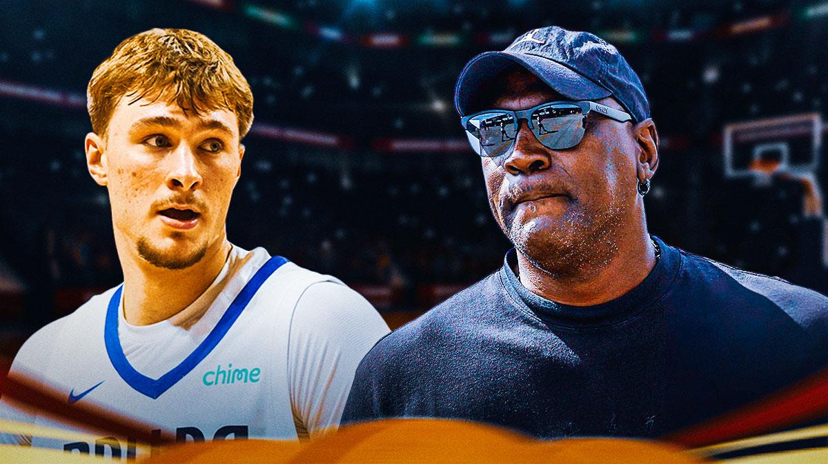 Mavericks Cooper Flagg and current image of Michael Jordan