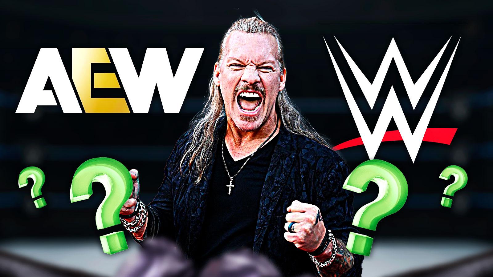 Chris Jericho with WWE and AEW logo