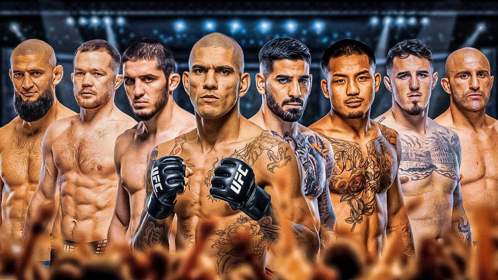 Ilia Topuria, Joshua Van, Alex Pereira, Tom Aspinall. Khamzat Chimaev, Islam Makhachev, Alexander Volkanovski, Petr Yan all together.