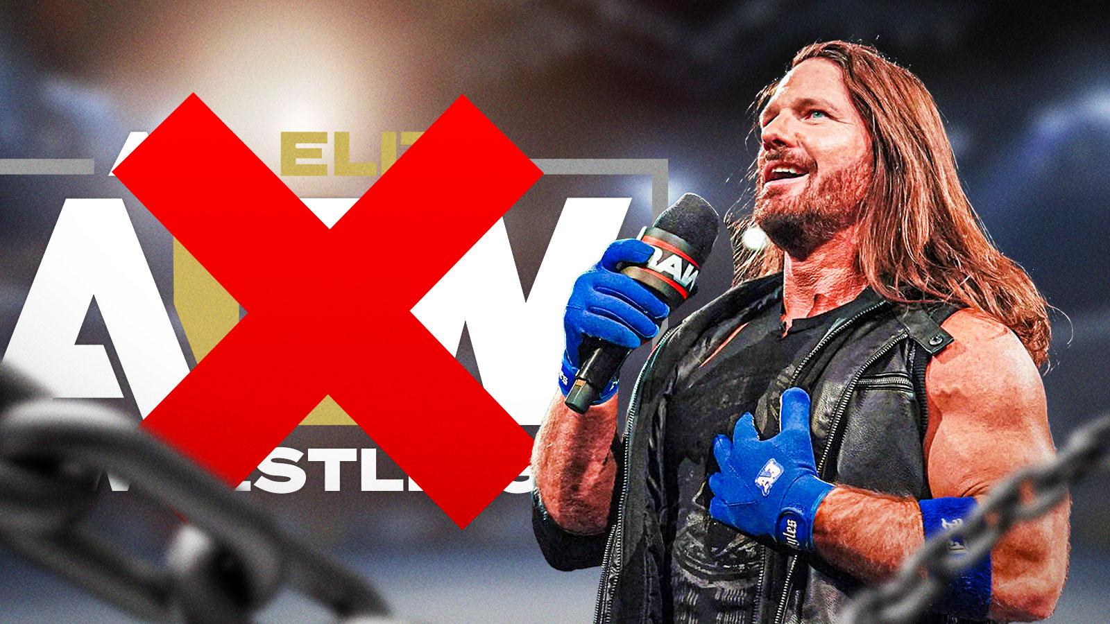 WWE star AJ Styles and the AEW logo.