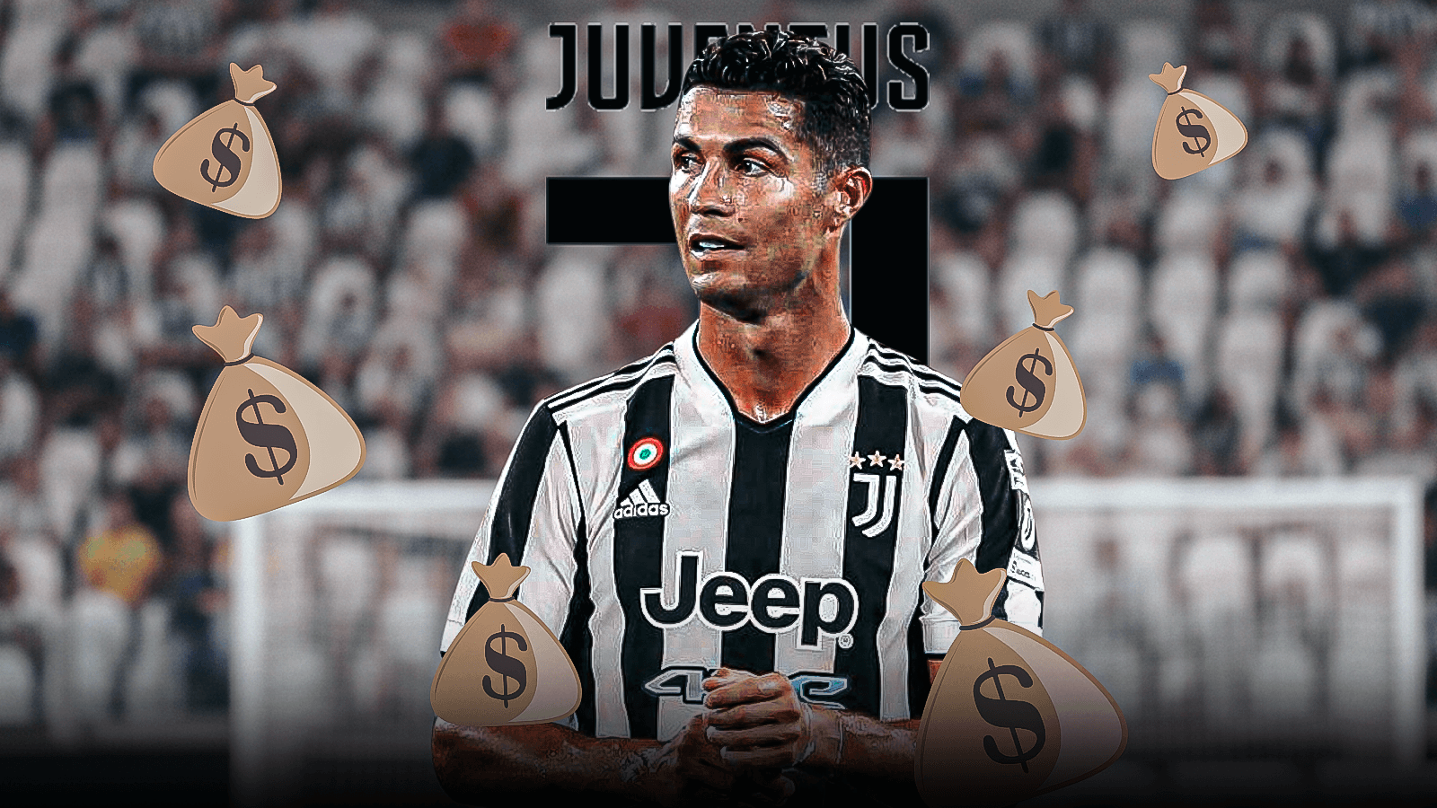 Cristiano Ronaldo and Juventus logo