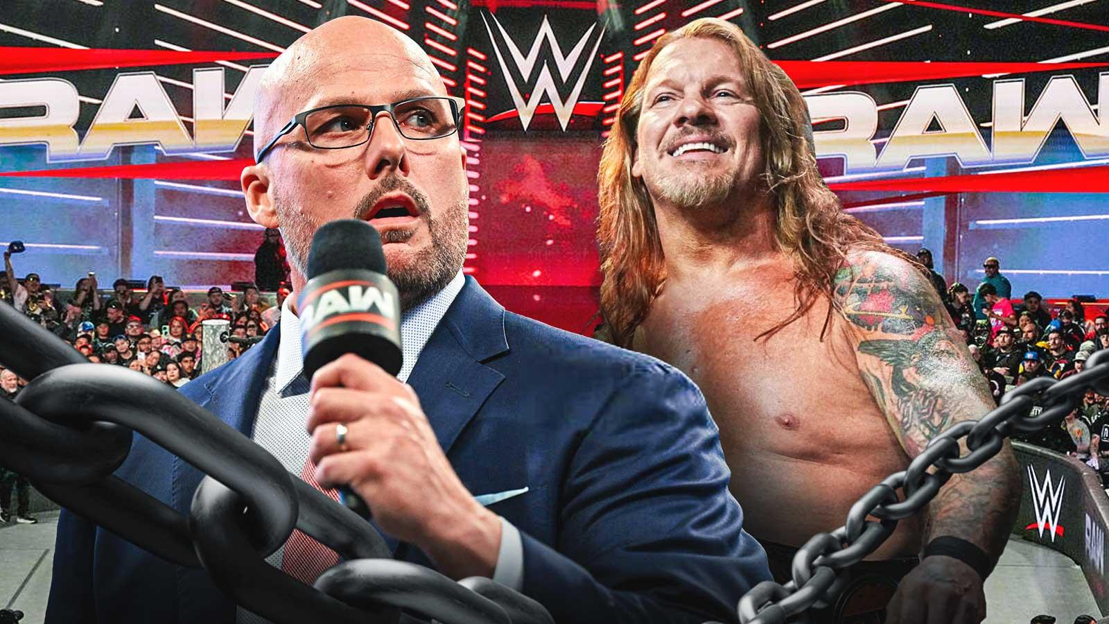 Wrestling legend Chris Jericho with WWE RAW GM Adam Pearce.