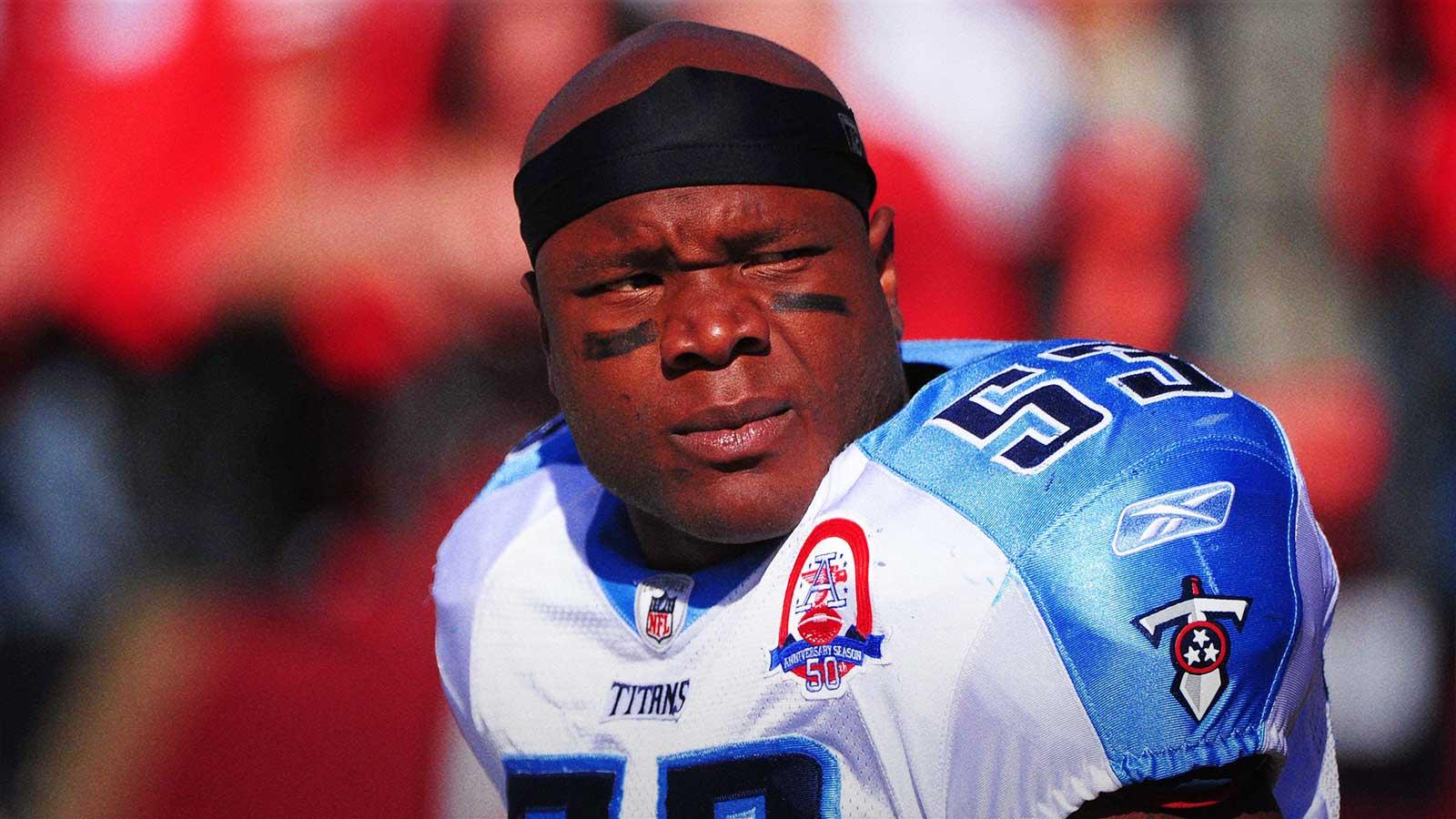 Tennessee Titans linebacker Keith Bulluck (53) prepares before the game against the San Francisco 49ers at Candlestick Park. The Titans defeated the 49ers 34-27.